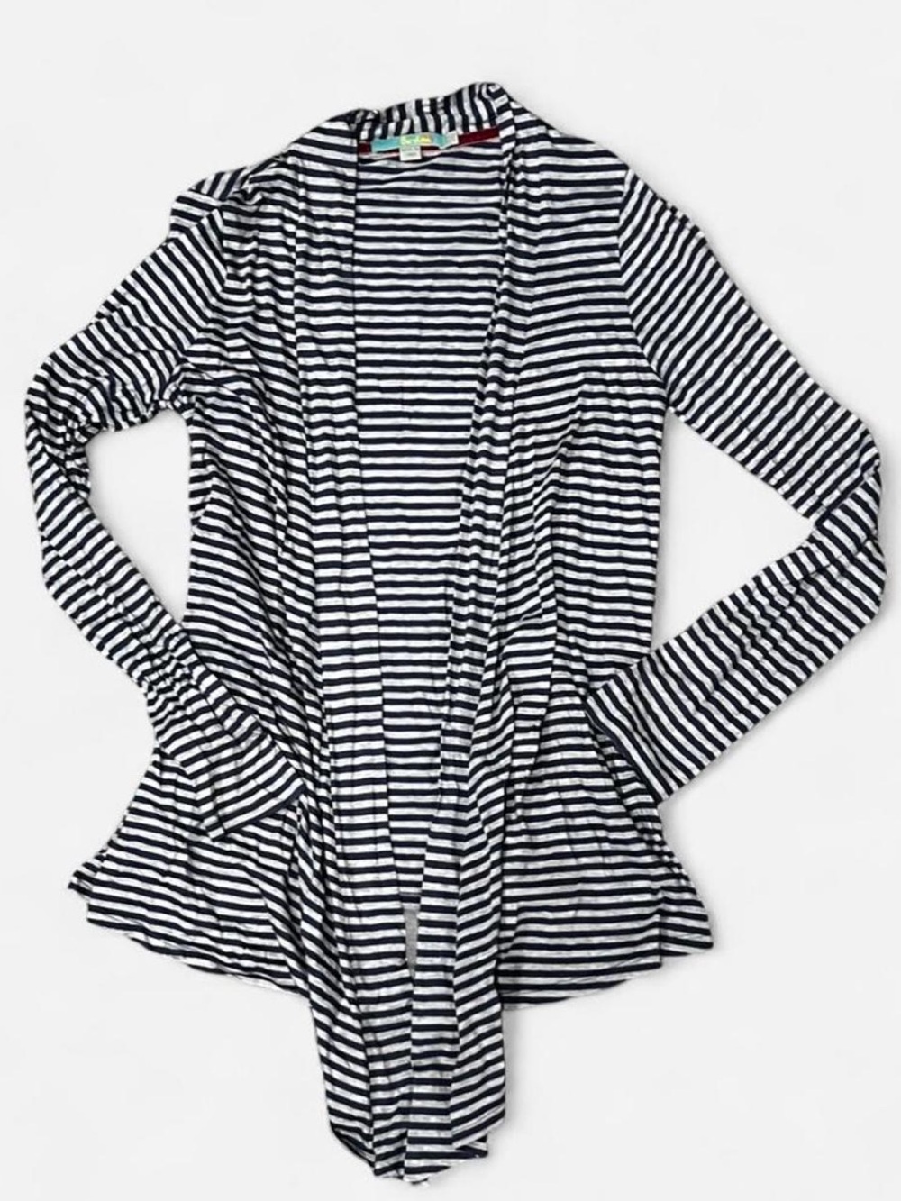 Boden Black & White Striped Open-Front Blazer Cardigan